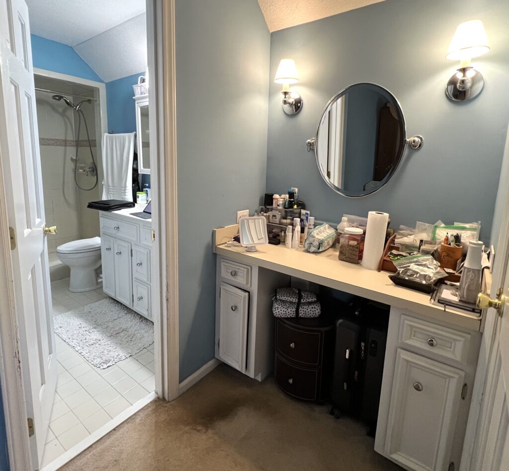 Before Pic of Black and White Bathroom Remodel in Cary NC